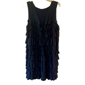 Donna Black Sleeveless Tiered Dress, PTP 19-21.5”